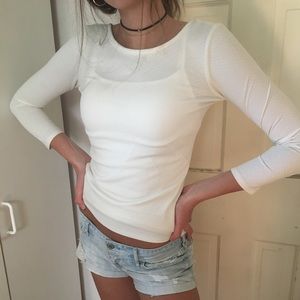 White Long Sleeve Top - Stretchy
